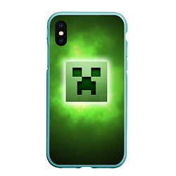 Чехол iPhone XS Max матовый MINECRAFT, цвет: 3D-мятный