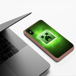 Чехол iPhone XS Max матовый MINECRAFT, цвет: 3D-коричневый — фото 2