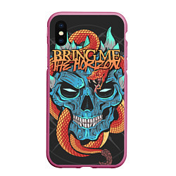 Чехол iPhone XS Max матовый Bring Me the Horizon, цвет: 3D-малиновый