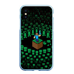 Чехол iPhone XS Max матовый MINECRAFT, цвет: 3D-голубой