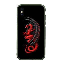 Чехол iPhone XS Max матовый Red Dragon, цвет: 3D-темно-зеленый