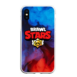 Чехол iPhone XS Max матовый BRAWL STARS, цвет: 3D-белый