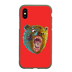 Чехол iPhone XS Max матовый Little Big: Bear, цвет: 3D-темно-зеленый