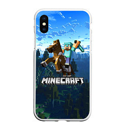 Чехол iPhone XS Max матовый Minecraft Майнкрафт, цвет: 3D-белый