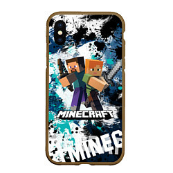 Чехол iPhone XS Max матовый Minecraft Майнкрафт, цвет: 3D-коричневый