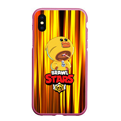 Чехол iPhone XS Max матовый Brawl stars sally leon, цвет: 3D-малиновый