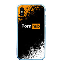 Чехол iPhone XS Max матовый PORNHUB, цвет: 3D-голубой