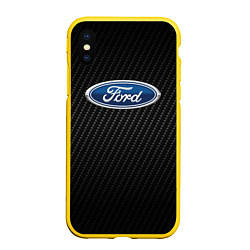 Чехол iPhone XS Max матовый Ford, цвет: 3D-желтый