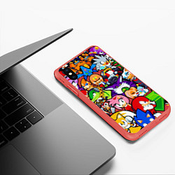 Чехол iPhone XS Max матовый Sonic Pixel Friends, цвет: 3D-красный — фото 2