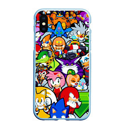 Чехол iPhone XS Max матовый Sonic Pixel Friends, цвет: 3D-голубой