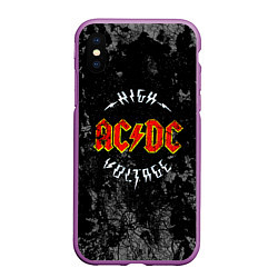 Чехол iPhone XS Max матовый ACDC, цвет: 3D-фиолетовый