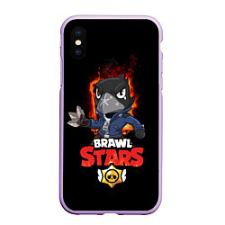 Чехол iPhone XS Max матовый Crow Brawl Stars, цвет: 3D-сиреневый