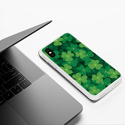 Чехол iPhone XS Max матовый Ирландский клевер, цвет: 3D-белый — фото 2