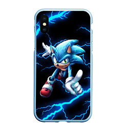 Чехол iPhone XS Max матовый SONIC, цвет: 3D-голубой