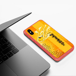 Чехол iPhone XS Max матовый Pikachu, цвет: 3D-красный — фото 2