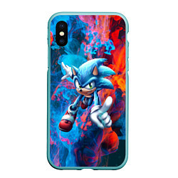 Чехол iPhone XS Max матовый SONIC, цвет: 3D-мятный