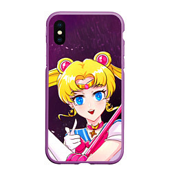 Чехол iPhone XS Max матовый Sailor Moon, цвет: 3D-фиолетовый