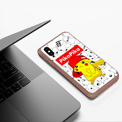 Чехол iPhone XS Max матовый ПИКАЧУ, цвет: 3D-коричневый — фото 2