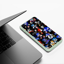 Чехол iPhone XS Max матовый Sonic паттерн, цвет: 3D-салатовый — фото 2