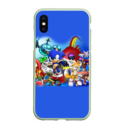 Чехол iPhone XS Max матовый SONIC, цвет: 3D-салатовый