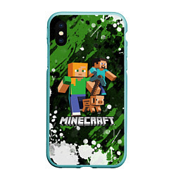 Чехол iPhone XS Max матовый Minecraft Майнкрафт, цвет: 3D-мятный