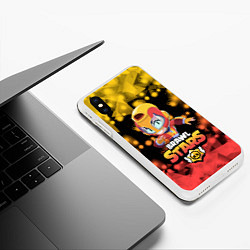 Чехол iPhone XS Max матовый Brawl stars leon max, цвет: 3D-белый — фото 2
