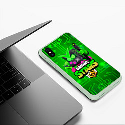 Чехол iPhone XS Max матовый Brawl Stars Virus 8-Bit, цвет: 3D-салатовый — фото 2