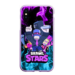 Чехол iPhone XS Max матовый BRAWL STARS FRANK, цвет: 3D-сиреневый