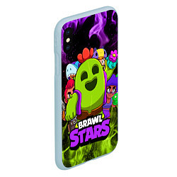 Чехол iPhone XS Max матовый BRAWL STARS SPIKE, цвет: 3D-голубой — фото 2