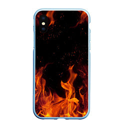 Чехол iPhone XS Max матовый ОГОНЬ, цвет: 3D-голубой