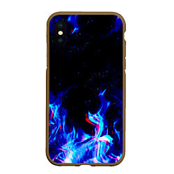 Чехол iPhone XS Max матовый СИНИЙ ОГОНЬ ГЛИТЧ, цвет: 3D-коричневый