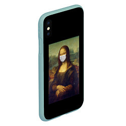 Чехол iPhone XS Max матовый МОНА ЛИЗА В МАСКЕ, цвет: 3D-мятный — фото 2
