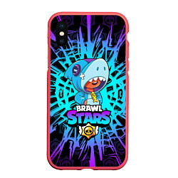 Чехол iPhone XS Max матовый BRAWL STARS LEON SHARK, цвет: 3D-красный