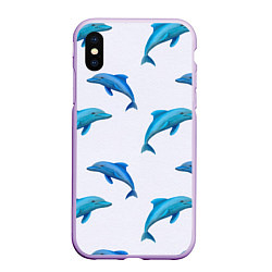 Чехол iPhone XS Max матовый Рай для дельфина, цвет: 3D-сиреневый