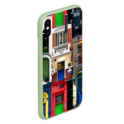 Чехол iPhone XS Max матовый London doors цифровой коллаж, цвет: 3D-салатовый — фото 2