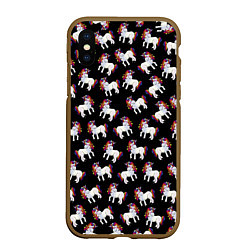 Чехол iPhone XS Max матовый Единороги, цвет: 3D-коричневый