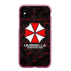 Чехол iPhone XS Max матовый UMBRELLA CORP, цвет: 3D-малиновый