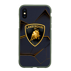 Чехол iPhone XS Max матовый Lamborghini, цвет: 3D-темно-зеленый