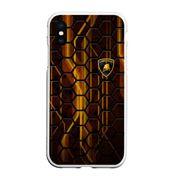 Чехол iPhone XS Max матовый Lamborghini, цвет: 3D-белый