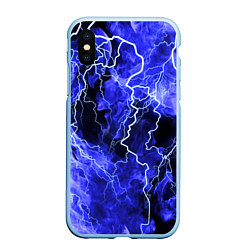 Чехол iPhone XS Max матовый МОЛНИЯ BLUE, цвет: 3D-голубой