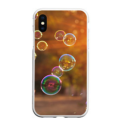 Чехол iPhone XS Max матовый Мыльные пузыри, цвет: 3D-белый