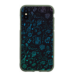 Чехол iPhone XS Max матовый Смайлы, цвет: 3D-темно-зеленый