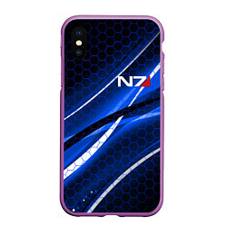 Чехол iPhone XS Max матовый MASS EFFECT N7, цвет: 3D-фиолетовый