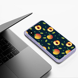Чехол iPhone XS Max матовый Фруктовый арт, цвет: 3D-светло-сиреневый — фото 2