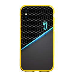 Чехол iPhone XS Max матовый Juventus F C, цвет: 3D-желтый