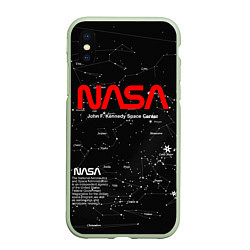 Чехол iPhone XS Max матовый NASA, цвет: 3D-салатовый