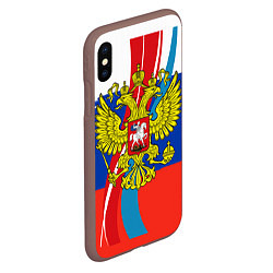Чехол iPhone XS Max матовый Герб России, цвет: 3D-коричневый — фото 2