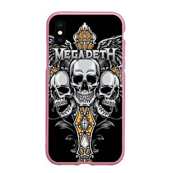 Чехол iPhone XS Max матовый Megadeth, цвет: 3D-розовый