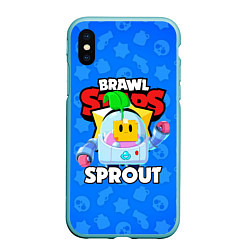 Чехол iPhone XS Max матовый BRAWL STARS SPROUT, цвет: 3D-мятный