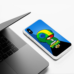 Чехол iPhone XS Max матовый LEON - BRAWL STARS, цвет: 3D-белый — фото 2